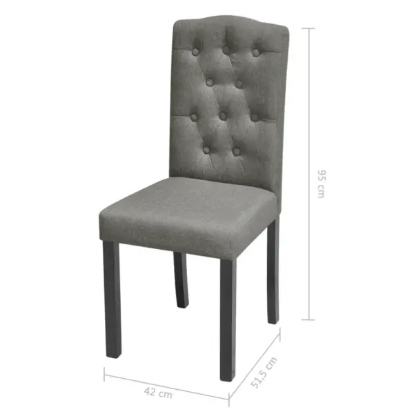Hall söögitoolide komplekt nööpdetailidega, kangas ja kummipuust raam, 4 tk – 7