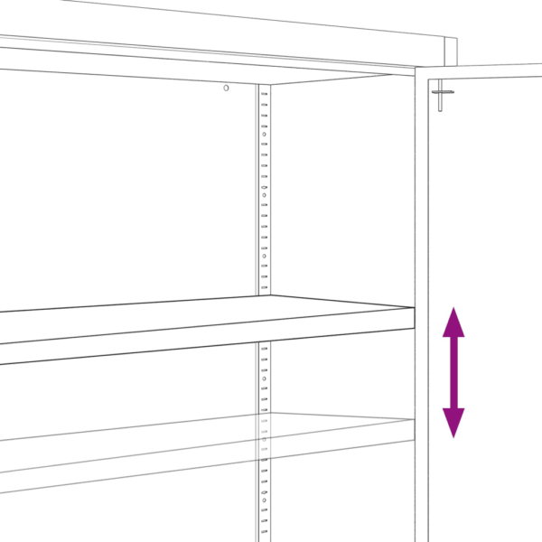 Hall terasest kontorikapp 2 ukse ja reguleeritavate riiulitega, 90 x 40 x 90 cm - 8