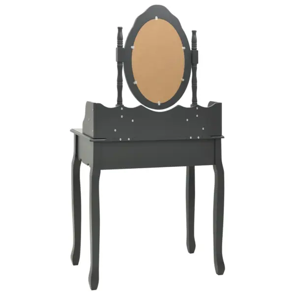 Hall tualettlaud peegliga ja taburetiga, Paulownia puit, 75 x 69 x 140 cm – 5