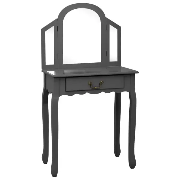 Hall tualettlaud taburetiga ovaalse peegliga, Paulownia puit ja MDF, 65 x 36 x 128 cm – 2