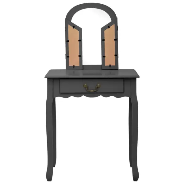 Hall tualettlaud taburetiga ovaalse peegliga, Paulownia puit ja MDF, 65 x 36 x 128 cm – 4