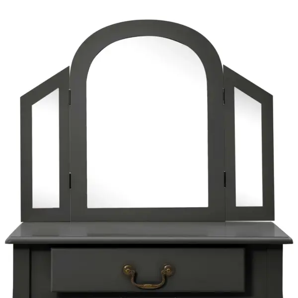 Hall tualettlaud taburetiga ovaalse peegliga, Paulownia puit ja MDF, 65 x 36 x 128 cm – 9