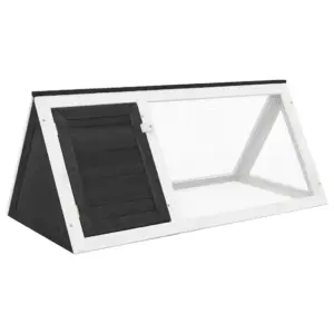 Hall-valge puidust jänesepuur raudvõrguga, 98 x 50 x 41 cm