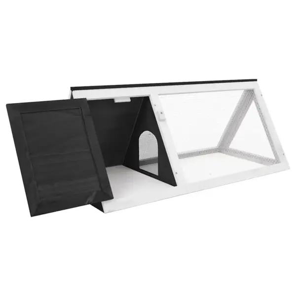 Hall-valge puidust jänesepuur raudvõrguga, 98 x 50 x 41 cm – 3