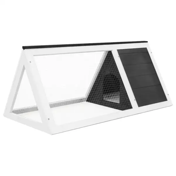 Hall-valge puidust jänesepuur raudvõrguga, 98 x 50 x 41 cm – 4