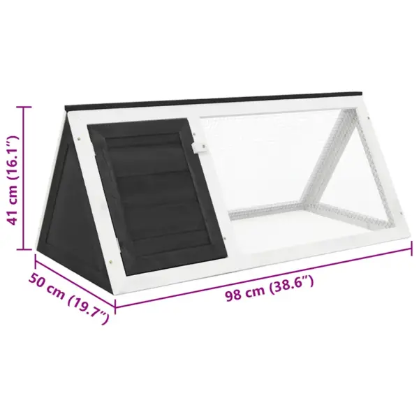 Hall-valge puidust jänesepuur raudvõrguga, 98 x 50 x 41 cm – 5