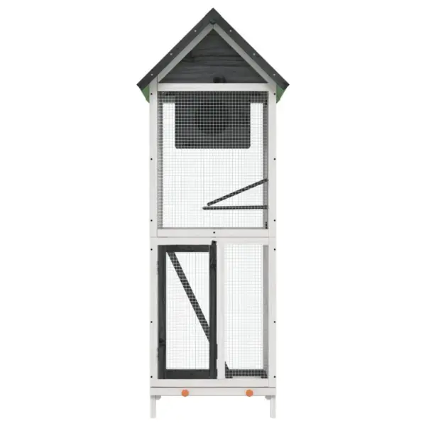 Õuelinnumaja pesakasti ja redeliga, hall/valge männipuit, 60 x 58,5 x 160 cm – 3