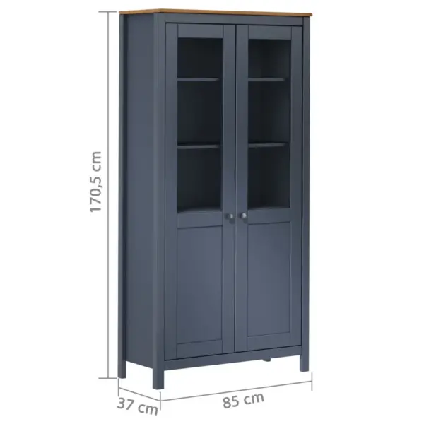 Hall vitriinkapp Hill männipuidust, karastatud klaasustega, 85 x 37 x 170,5 cm – 4
