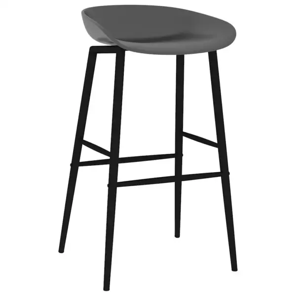 Hallid baaritoolid madala seljatoega, 4 tk, polüpropüleenist istme ja metalljalgadega, istme kõrgus 74,5 cm – 2