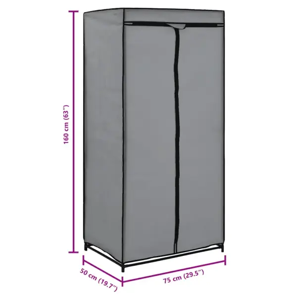 Kangast riidekapid lukuga raudraamil, hall, 2 tk, 75 x 50 x 160 cm – 10