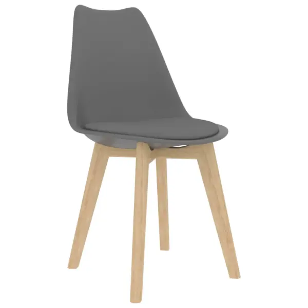 Söögitoolid integreeritud istmepadjaga, hall plast, puidust jalad, 2 tk, 46 x 51 x 82 cm – 2