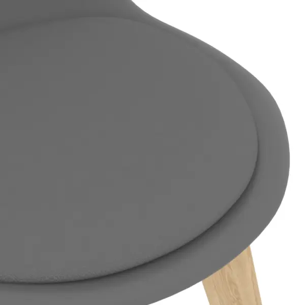 Söögitoolid integreeritud istmepadjaga, hall plast, puidust jalad, 2 tk, 46 x 51 x 82 cm – 6