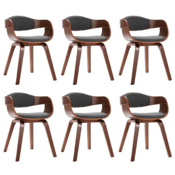 Hallid polsterdatud söögitoolid painutatud puidust raamiga, 6 tk, 49 x 51,5 x 71,5 cm – 2