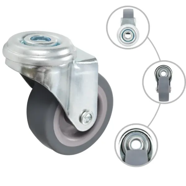 Pöörlevad mööblirattad piduritega, 12 tk, hall, 50 mm, M10 – 3