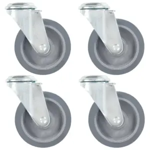 Pöörlevad poldiaukudega rattad, 4 tk, 100 mm, hall TPR, M12