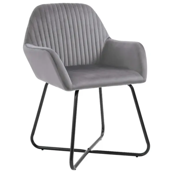 Hallid sametist söögitoolid käetugede ja terasraamiga, 2 tk, 61 x 61 x 84 cm – 2