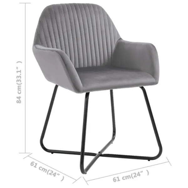 Hallid sametist söögitoolid käetugede ja terasraamiga, 2 tk, 61 x 61 x 84 cm – 8