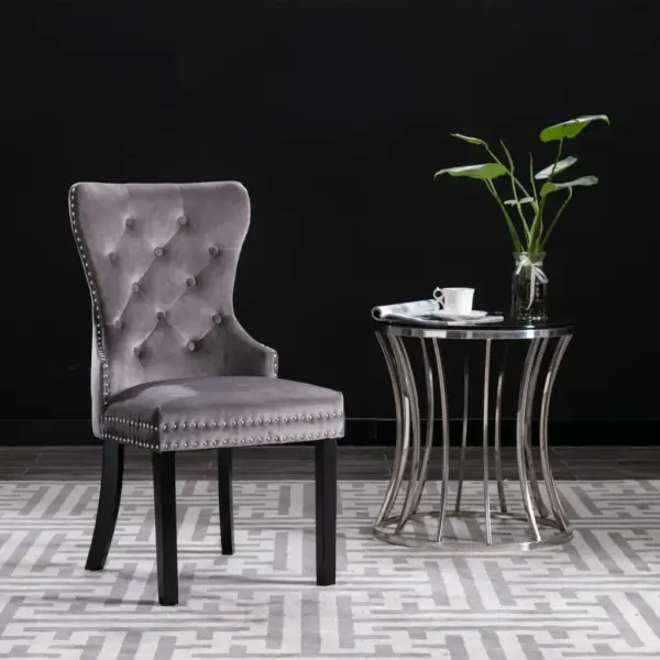 Hallid sametsöögitoolid dekoratiivnööpidega, kautšukipuust jalgadega, 2 tk, 51 x 59 x 98,5 cm – 2