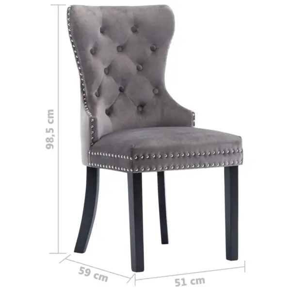 Hallid sametsöögitoolid dekoratiivnööpidega, kautšukipuust jalgadega, 2 tk, 51 x 59 x 98,5 cm – 9