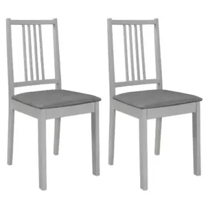 Hallid täispuidust söögitoolid istmepatjadega, 2 tk, 40 x 49 x 88,5 cm