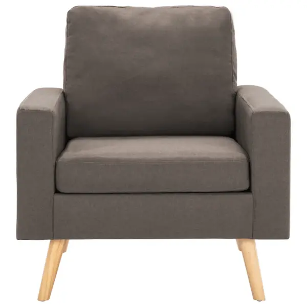 Hallikaspruun kangast tugitool puitjalgade ja patjadega, 77 x 71 x 80 cm – 3