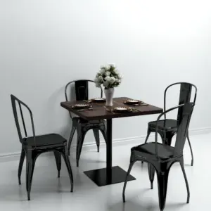Ruudukujuline bistroolaud MDF-plaadi ja terasjalaga, hallikaspruun, 80 x 80 x 75 cm