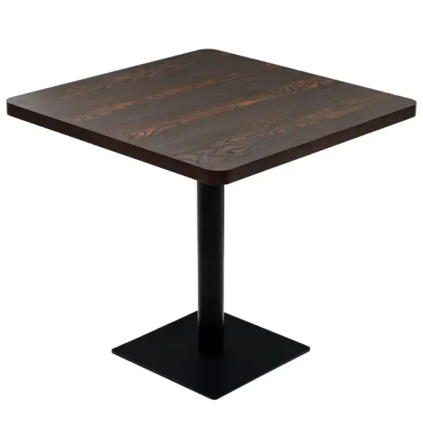 Ruudukujuline bistroolaud MDF-plaadi ja terasjalaga, hallikaspruun, 80 x 80 x 75 cm - 2