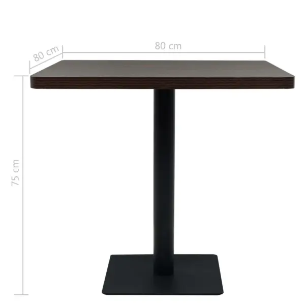Ruudukujuline bistroolaud MDF-plaadi ja terasjalaga, hallikaspruun, 80 x 80 x 75 cm - 6