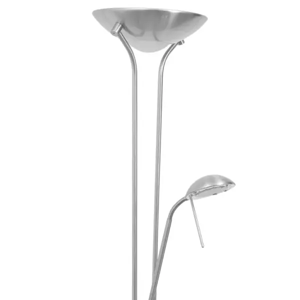 Hämardatav LED-põrandalamp lugemislambiga, 23 W, satiinnikli teras, hõbedane, 180 cm – 4