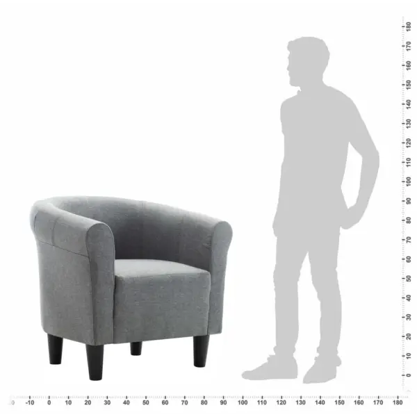Helehall kangast tugitool mustade plastjalgadega, 70 x 56 x 66 cm – 6