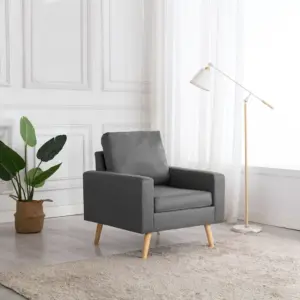 Helehall kangast tugitool puidust jalgadega, 77 x 71 x 80 cm