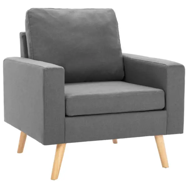 Helehall kangast tugitool puidust jalgadega, 77 x 71 x 80 cm – 2