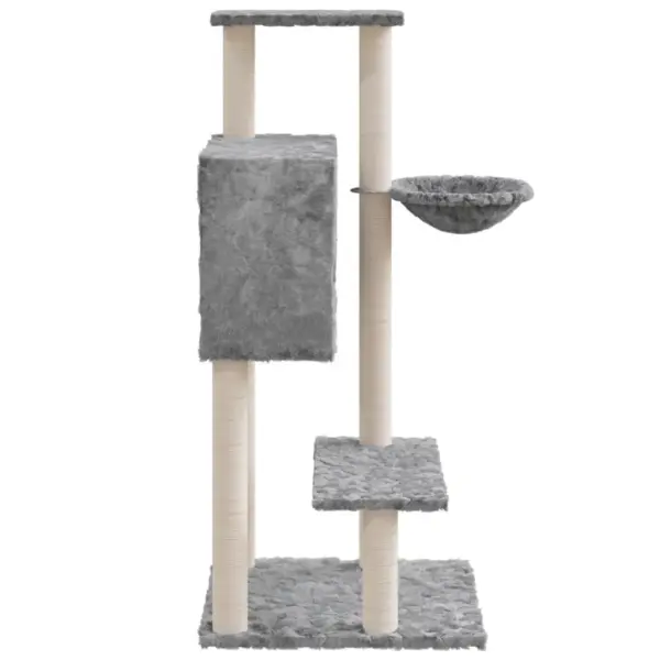 Mitmetasandiline kassimaja kraapimispostidega, helehall, 61 x 61 x 108,5 cm - 5