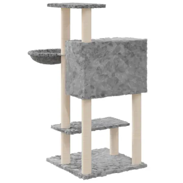 Mitmetasandiline kassimaja kraapimispostidega, helehall, 61 x 61 x 108,5 cm - 6