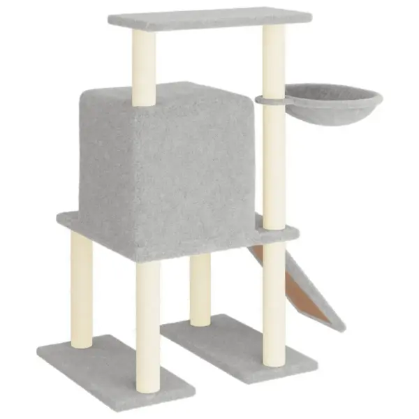 Helehall kassimaja sisalist kraapimispostidega, puit ja plüüs, 84,5 x 54 x 96,5 cm – 5