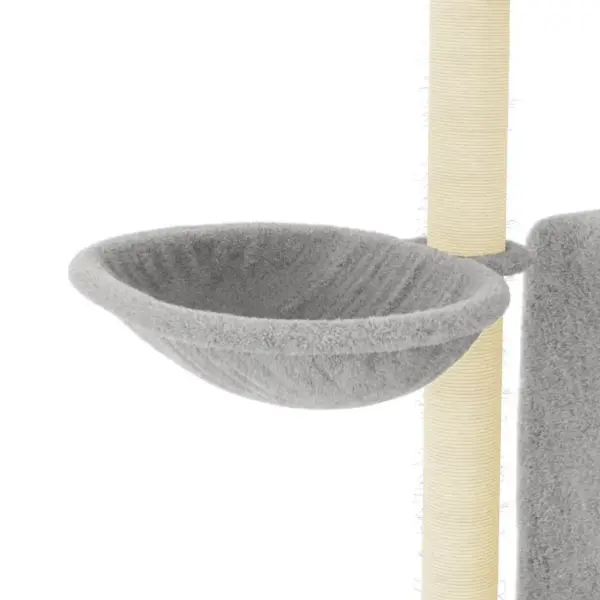 Helehall kassimaja sisalist kraapimispostidega, puit ja plüüs, 84,5 x 54 x 96,5 cm – 7