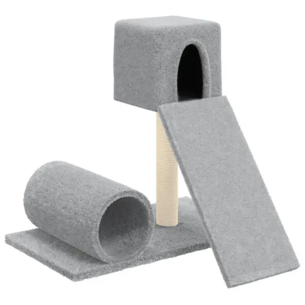 Mitmetasandiline kassimaja sisalpostidega kraapimispuuga, helehall, 61 x 61 x 59 cm – 2