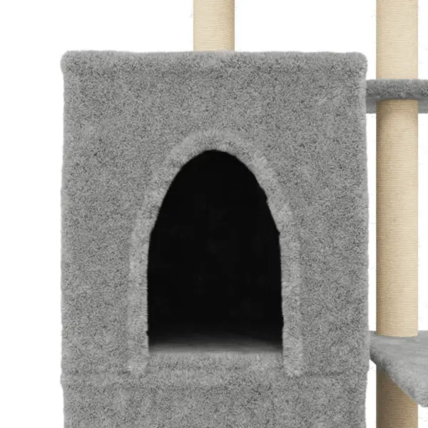 Helehall kassimaja kahe majaga ja sisalköiega kraapimispostidega, 97 cm – 7
