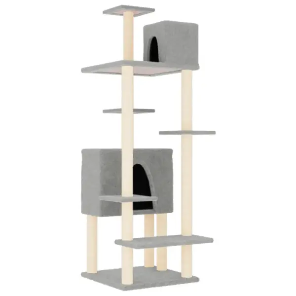 Mitmetasandiline helehall kassimaja sisalpostidega, 66,5 x 60 x 154 cm – 2