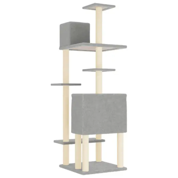 Mitmetasandiline helehall kassimaja sisalpostidega, 66,5 x 60 x 154 cm – 5