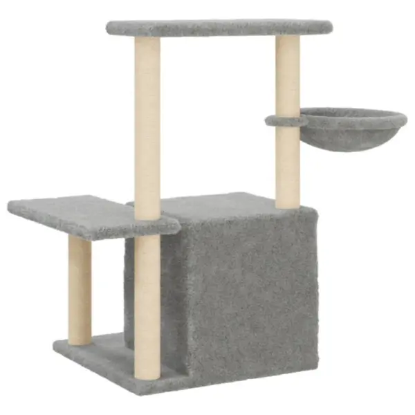 Mitmetasandiline kassipuu kassimajaga ja sisalpostidega, helehall, 83 cm – 6