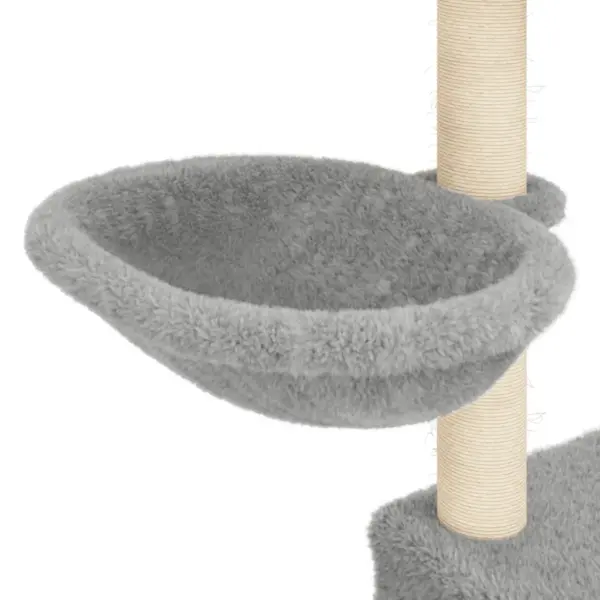 Mitmetasandiline kassipuu kassimajaga ja sisalpostidega, helehall, 83 cm – 8