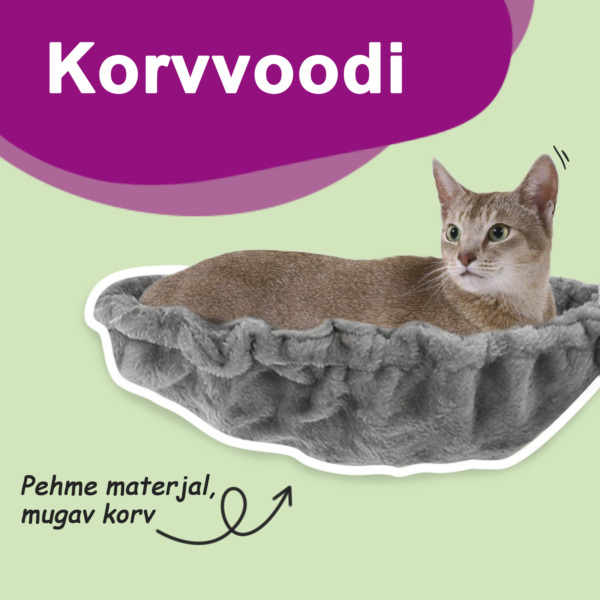 Kassipuu majakese ja sisaliga kaetud kraapimispostidega, helehall, 110 cm - 9