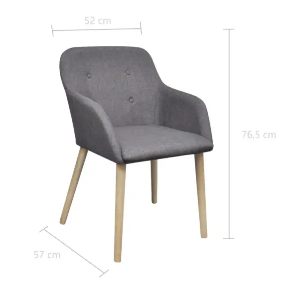 Helehallid käetugedega söögitoolid, tammepuidust jalgadega, 6 tk – 6