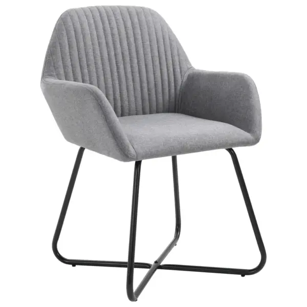 Helehallid kangast söögitoolid käetugedega, 2 tk, pulbervärvitud terasest jalad, 61 x 61 x 84 cm – 2
