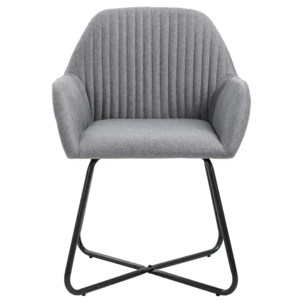 Helehallid kangast söögitoolid käetugedega, 2 tk, pulbervärvitud terasest jalad, 61 x 61 x 84 cm – 3