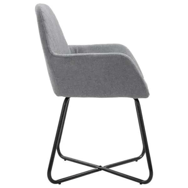 Helehallid kangast söögitoolid käetugedega, 2 tk, pulbervärvitud terasest jalad, 61 x 61 x 84 cm – 4