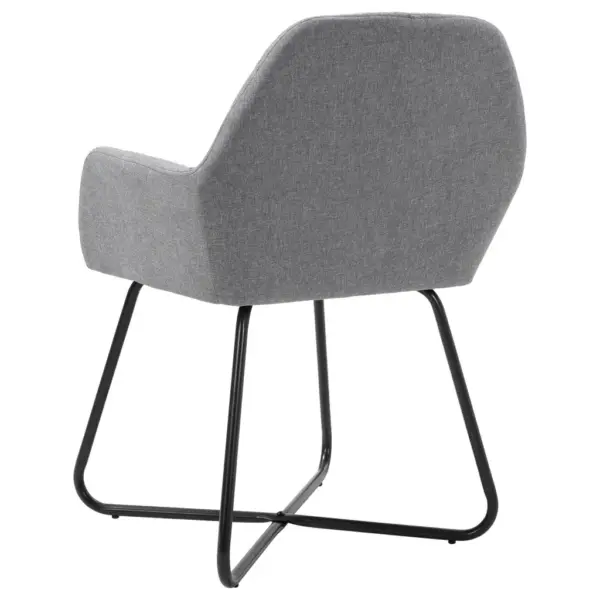Helehallid kangast söögitoolid käetugedega, 2 tk, pulbervärvitud terasest jalad, 61 x 61 x 84 cm – 5