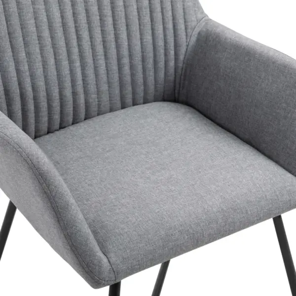 Helehallid kangast söögitoolid käetugedega, 2 tk, pulbervärvitud terasest jalad, 61 x 61 x 84 cm – 6
