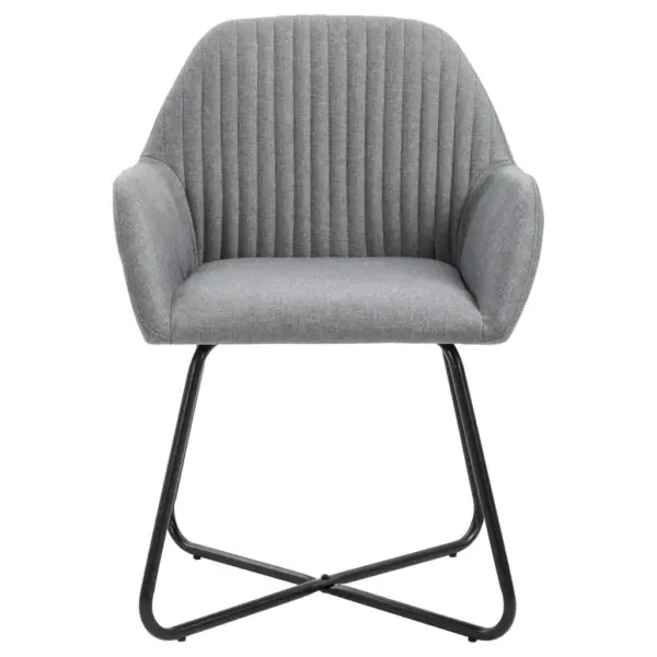 Helehallid käetugedega söögitoolid, 6 tk, kangas ja pulbervärvitud terasest jalad, 61 x 61 x 84 cm – 3